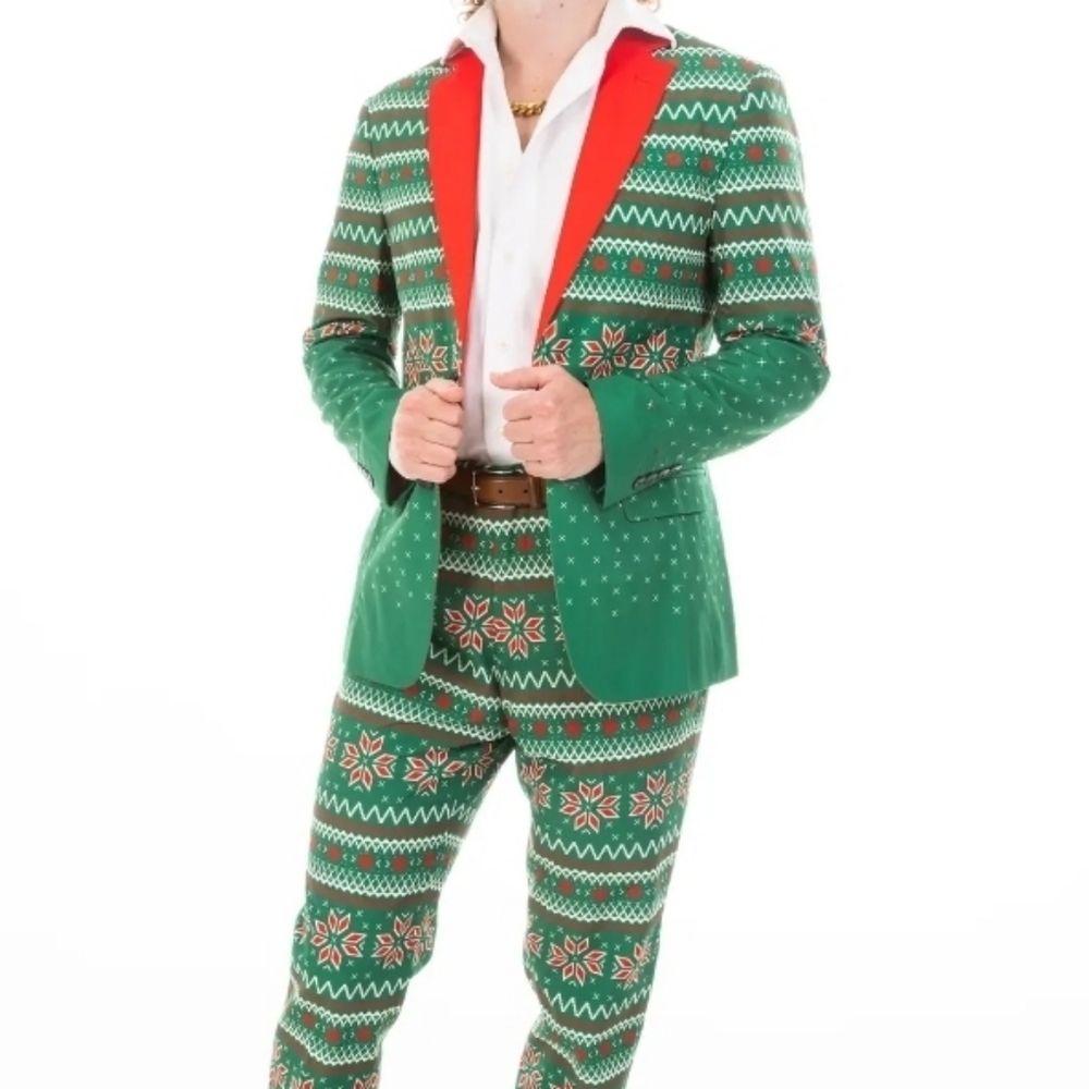 The Kris Kringle Green Fair Isle Christmas Suit NWOT